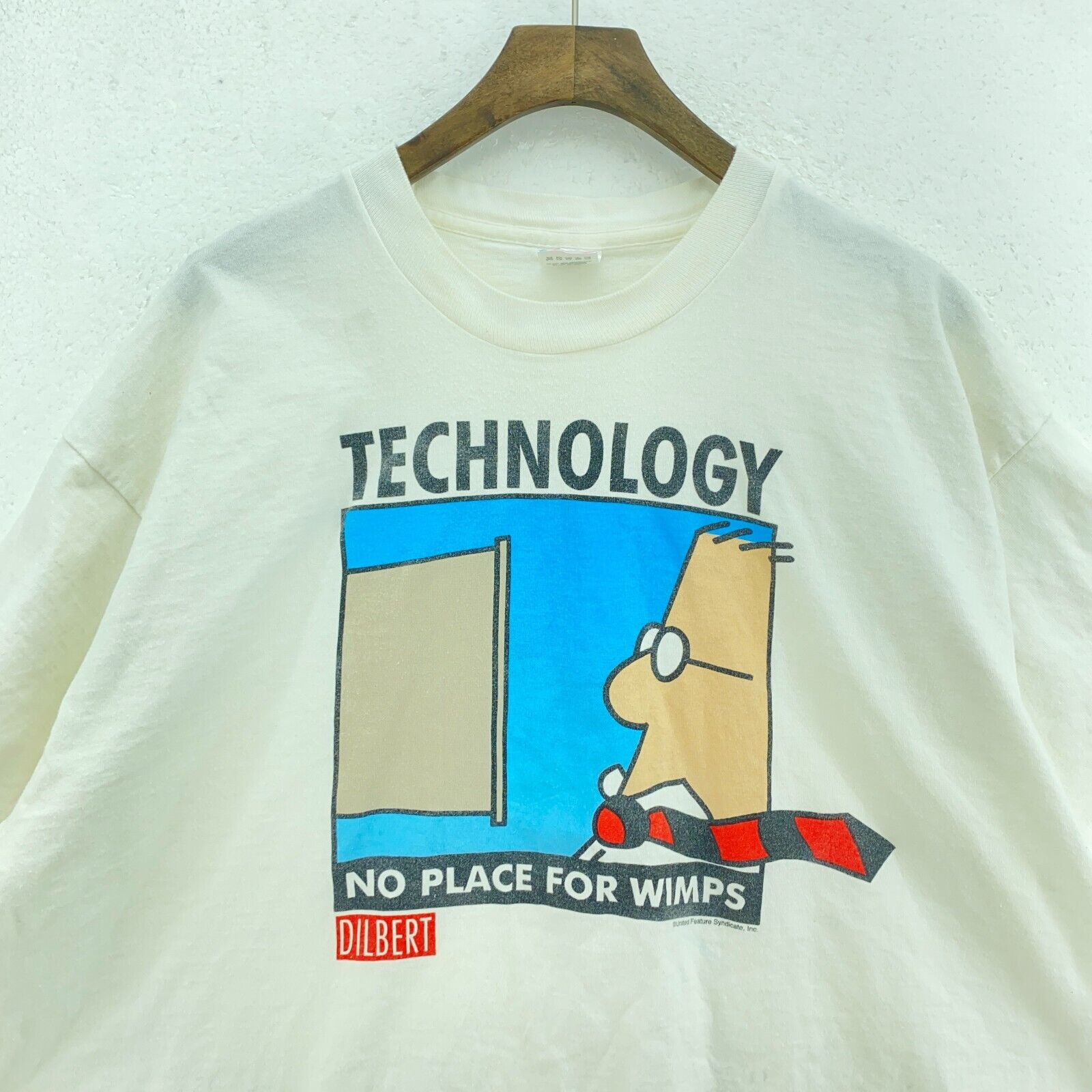 Dilbert Tecnology No Place for Wimps Single Stitch White T-Shirt Size XXL