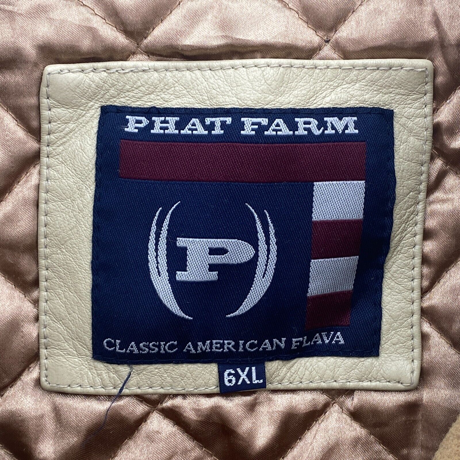 Phat Farm Classic American Flava Wool Bomber Jacket Size 6XL Brown Y2K