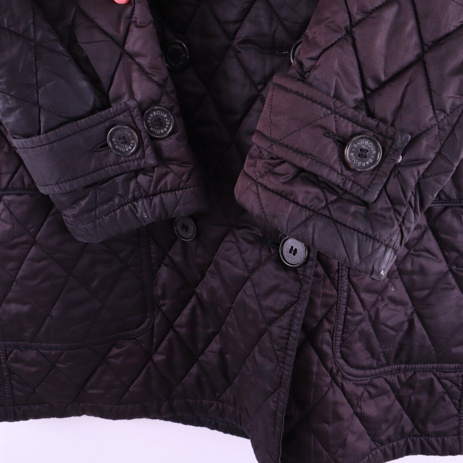 Barbour Valerie Trench Quilt Black Jacket Size 8