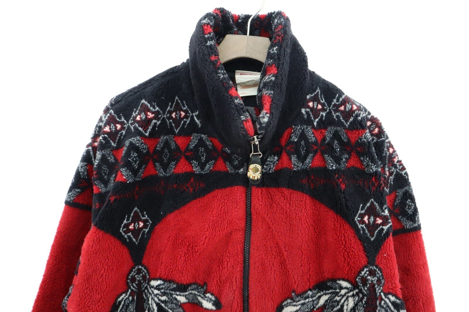 Vintage Milton Printed Full Zip Red Fleece Jacket Size S