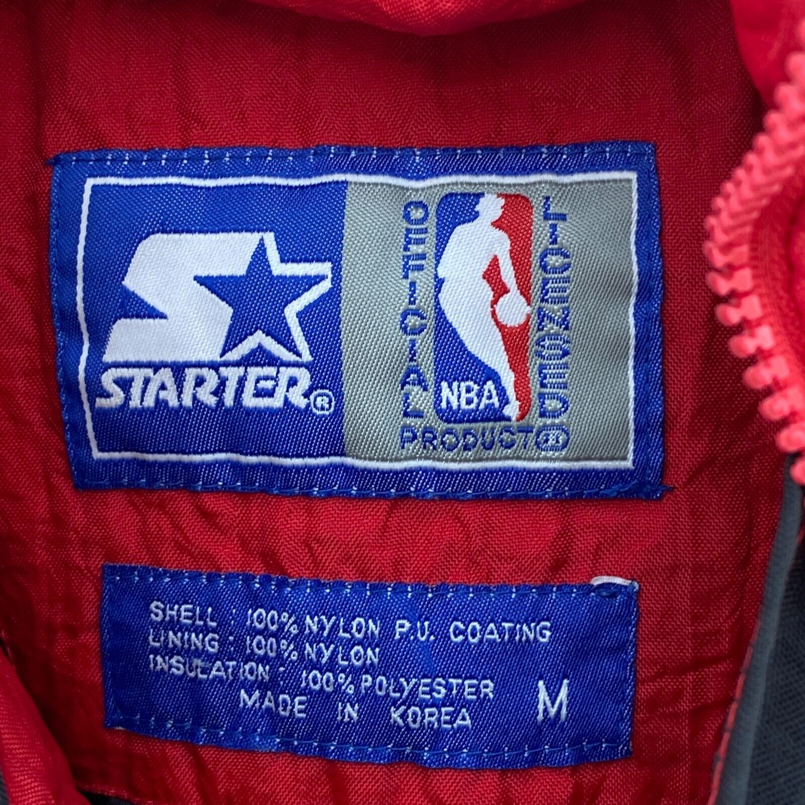 Starter Chicago Bulls Logo NBA Hooded Insulated Jacket Red Size M Kid's 1/4 Zip