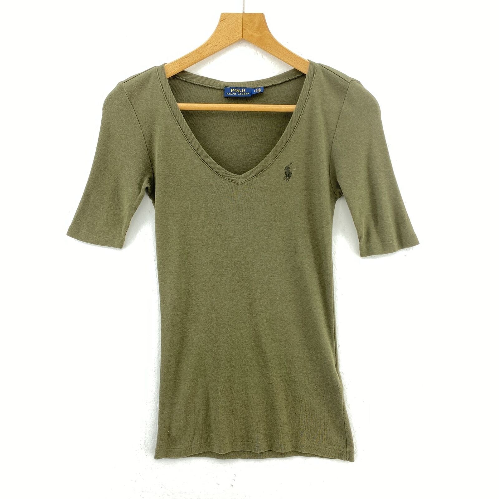 POLO RALPH LAUREN Vintage Green V-neck T-shirt