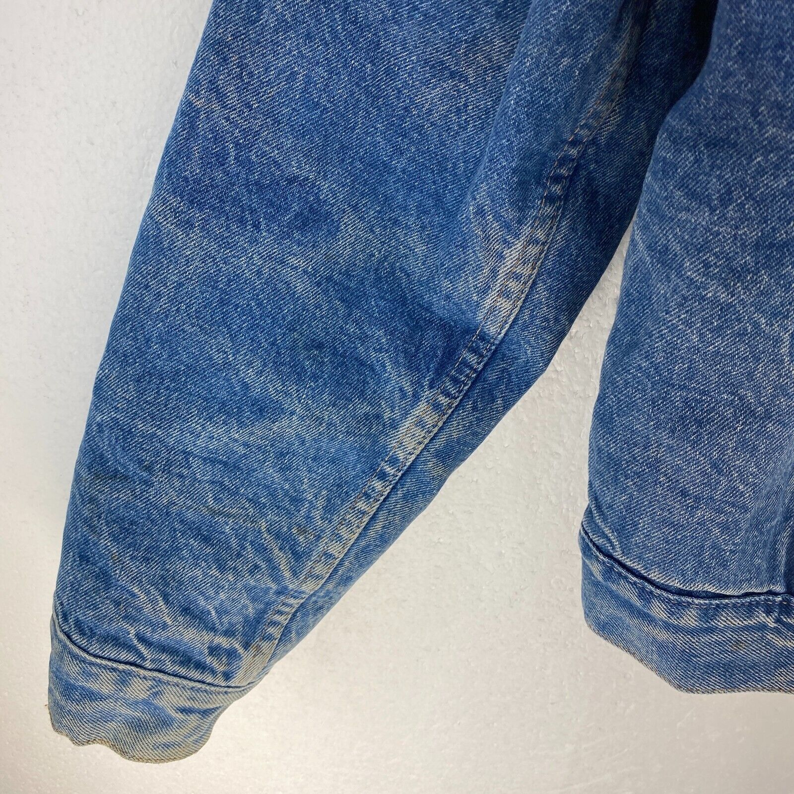 Levi's Sherpa Denim Jacket Size 42 Blue Medium Wash Snap Up