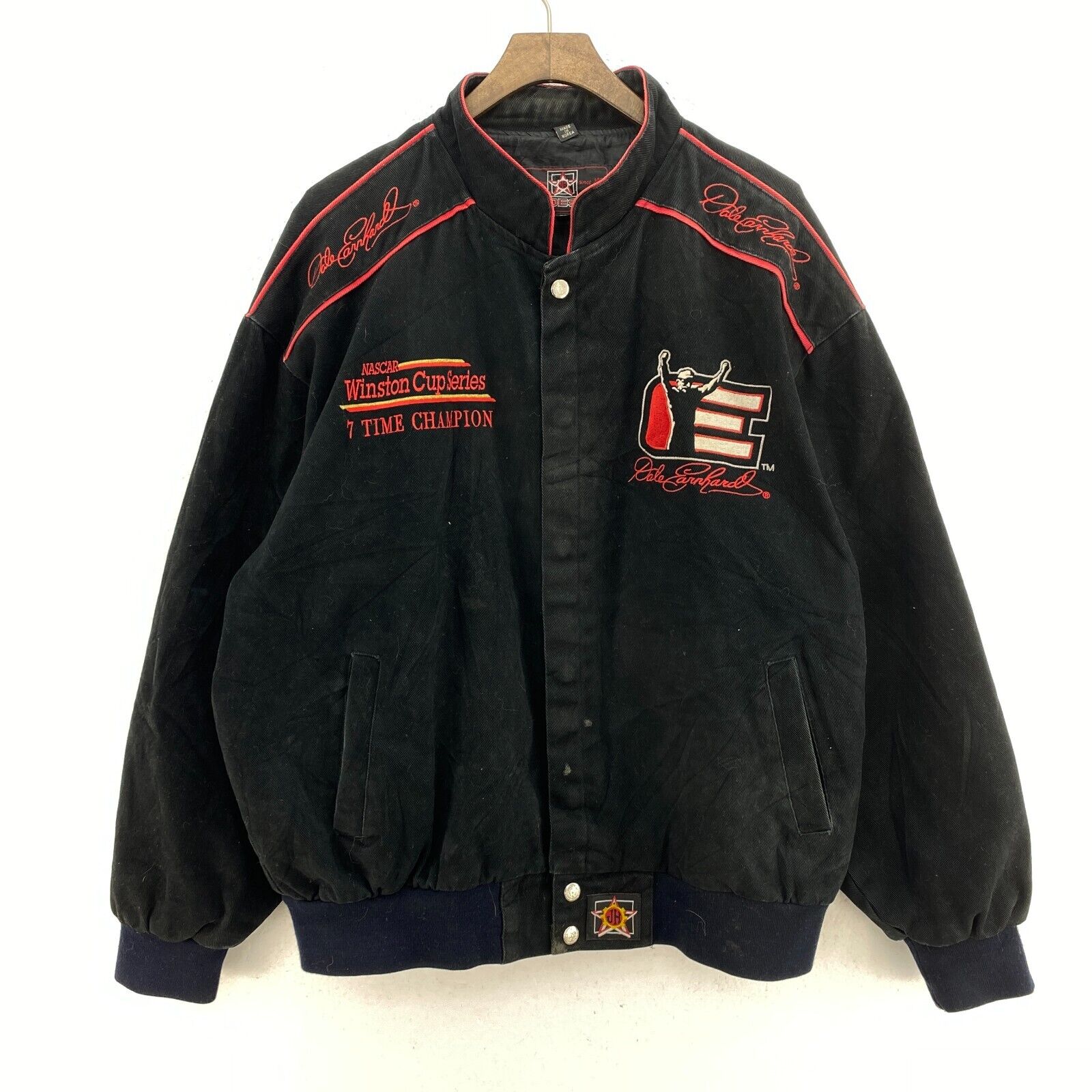 Vintage Dale Earnhardt Racing Nascar Winston Cup Black Snapped Jacket Size XL