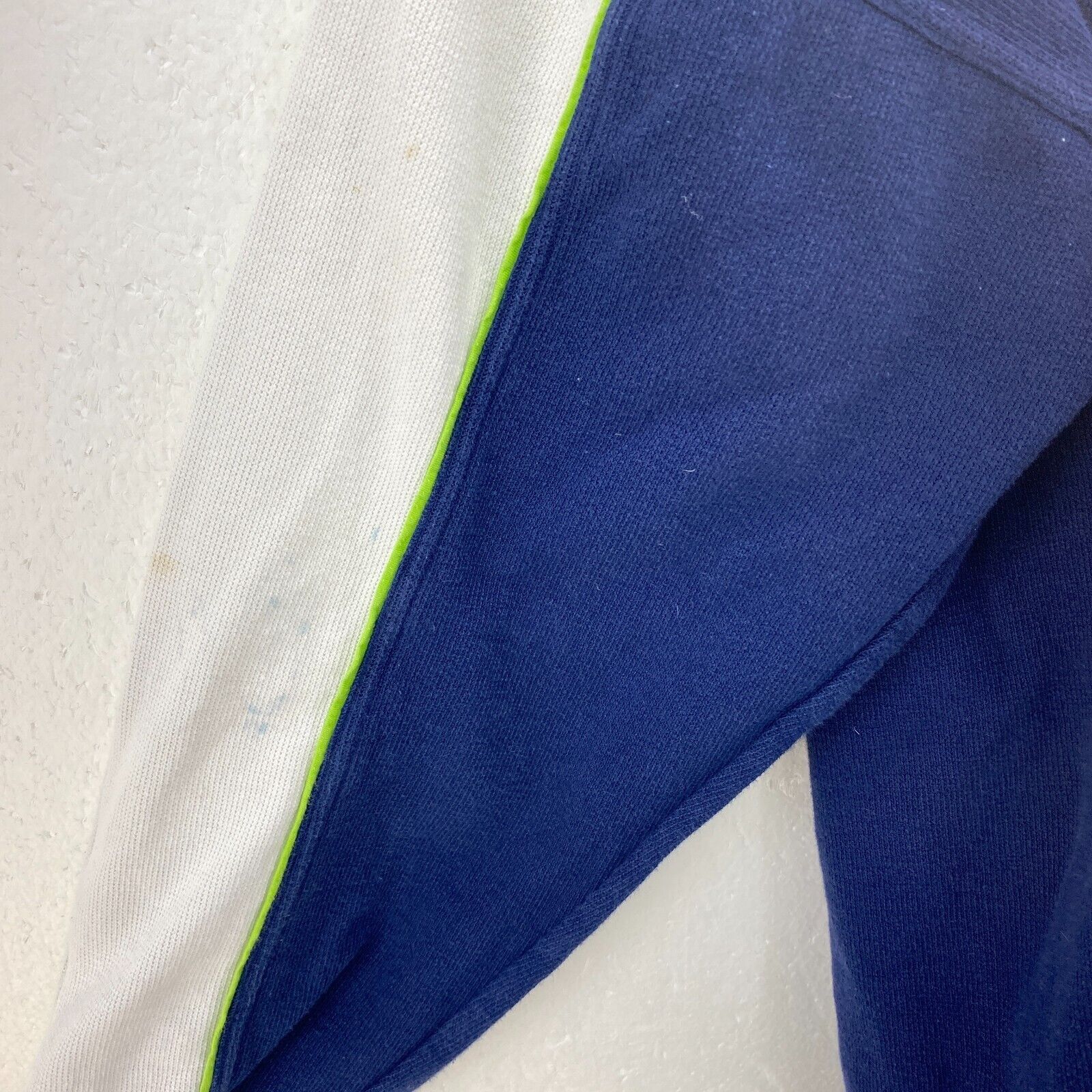 Vintage Adidas Neon Striped Collared Navy Blue Sweatshirt Size M