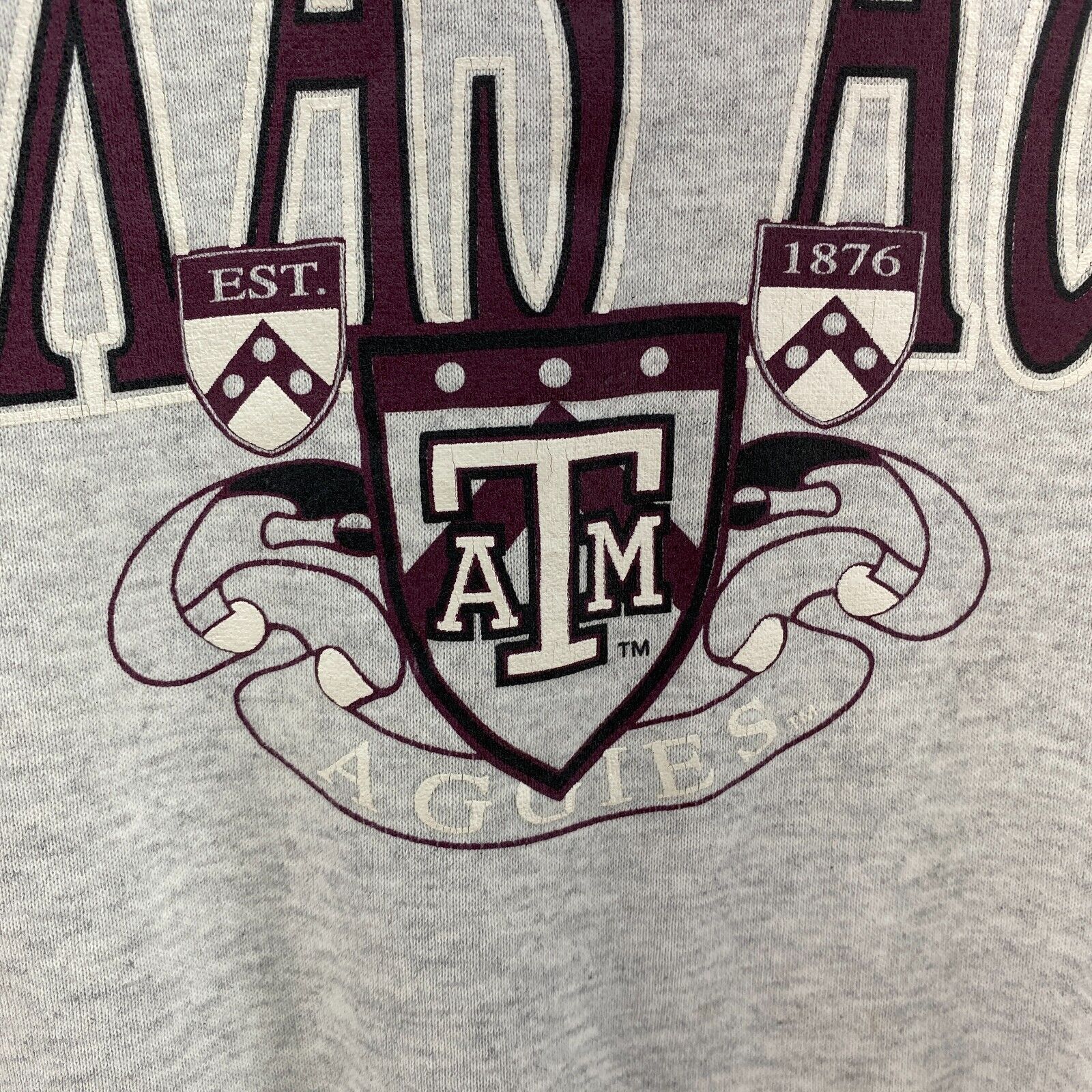 Texas A&M Aggies Atm College NCAA Gray Sweatshirt Size M Crew Neck