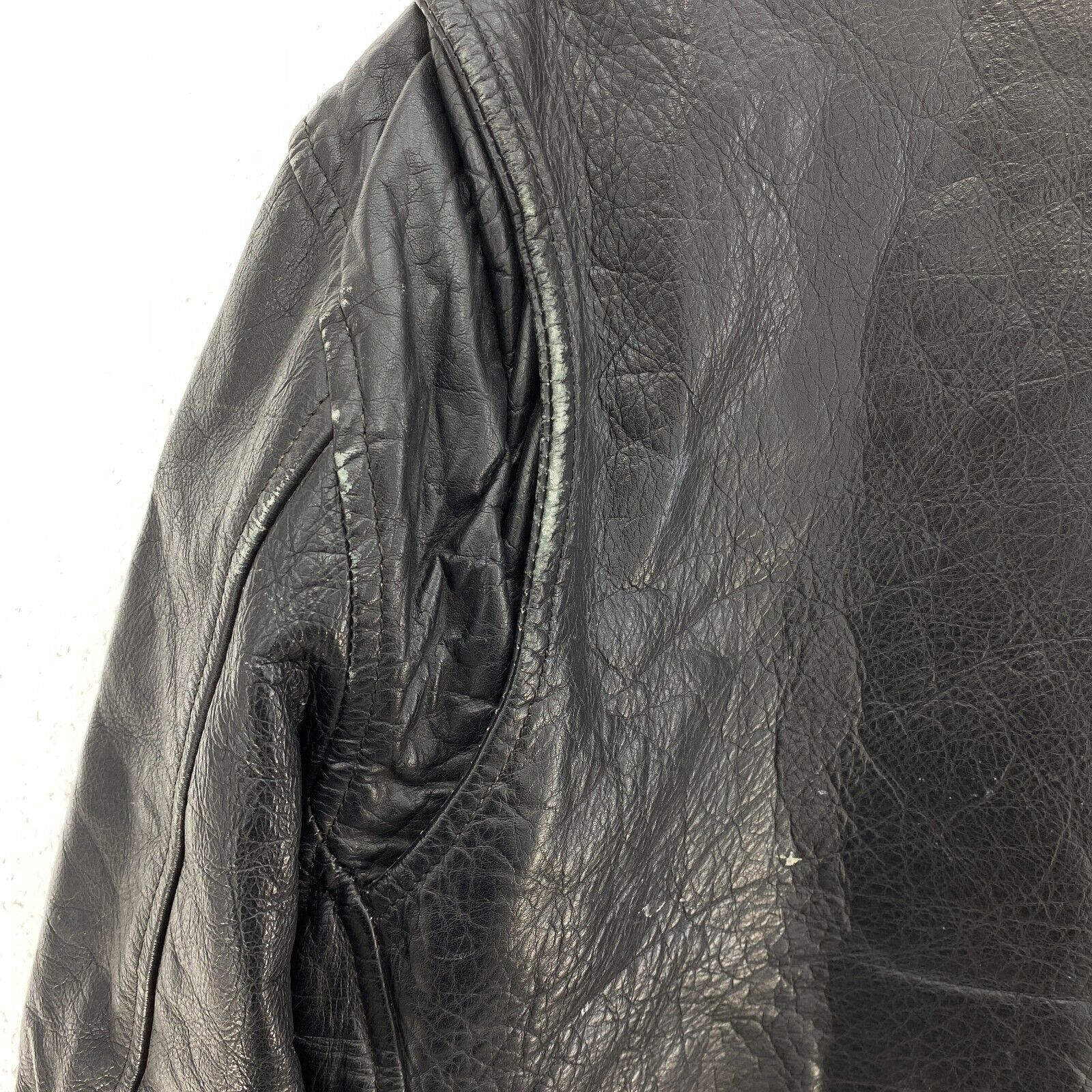 Leather World By Lucky Leather Black Biker Jacket Size 40 90s