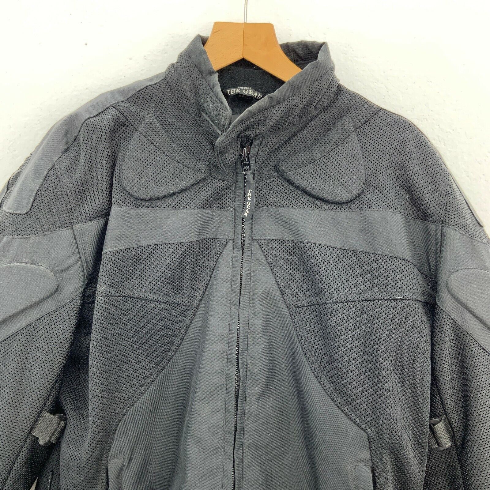 The Gear International Black Biker Jacket Size 44 Armoured Elbow Shoulder