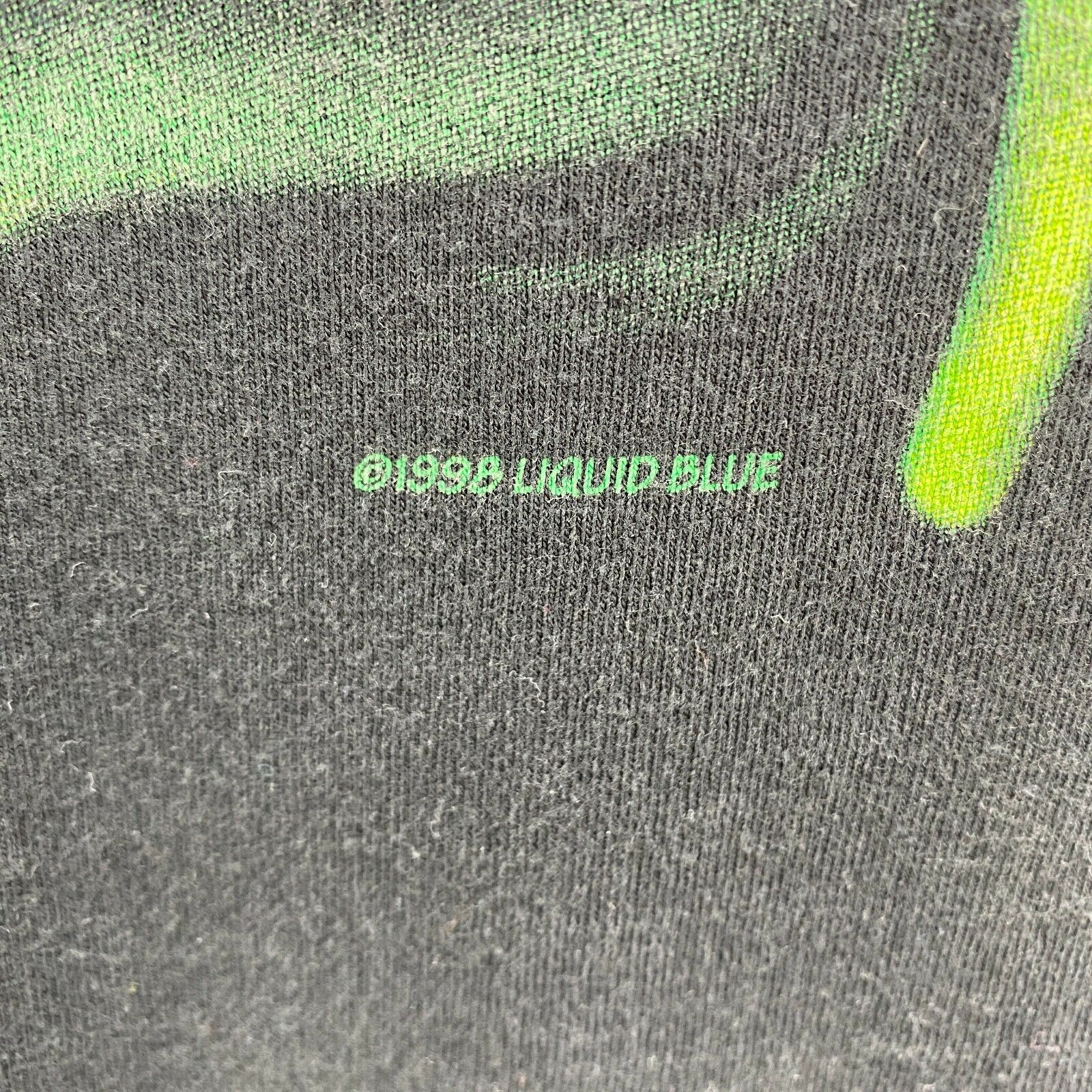 1998 Liquid Blue Green Skull Black T-shirt Size L