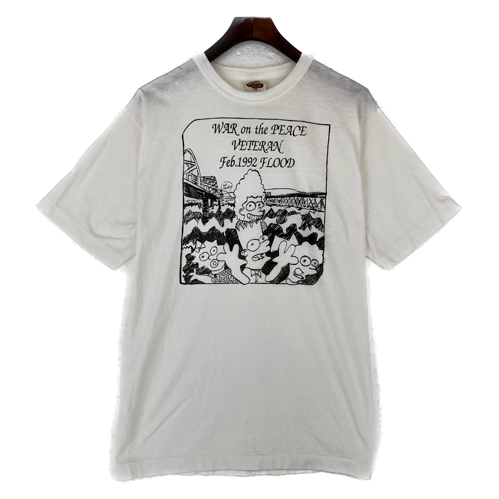 War On The Peace Veteran Flood Simpsons White T-shirt Size L Single Stitch
