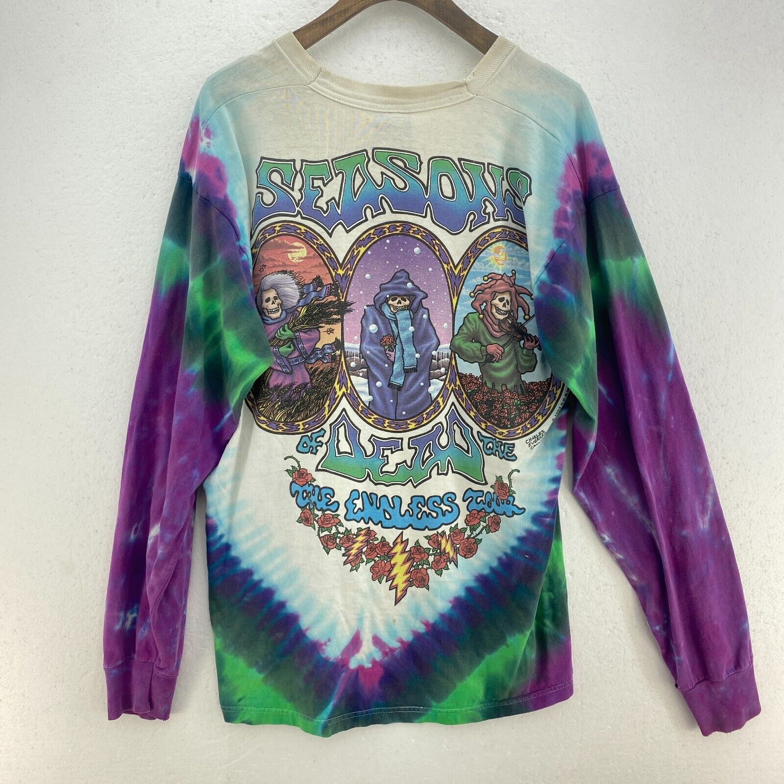 Liquid Blue 1993 Grateful Dead Multicolor White T-shirt Long Sleeve Size L