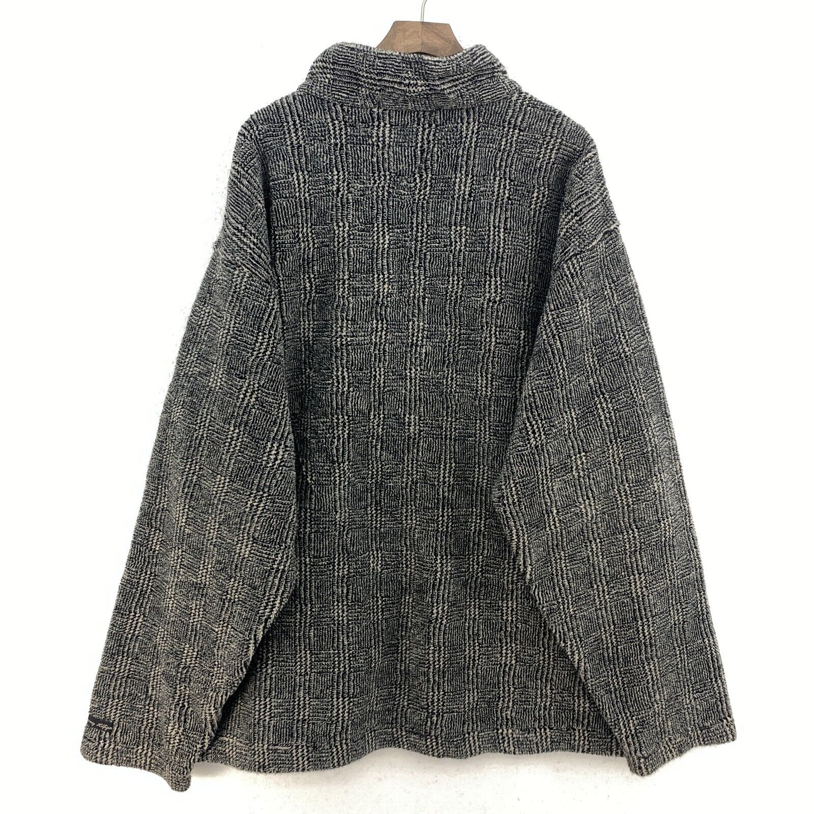 Tommy Hilfiger Deep Pile Fleece Jacket Pattern Size XL Gray 1/4 Zip