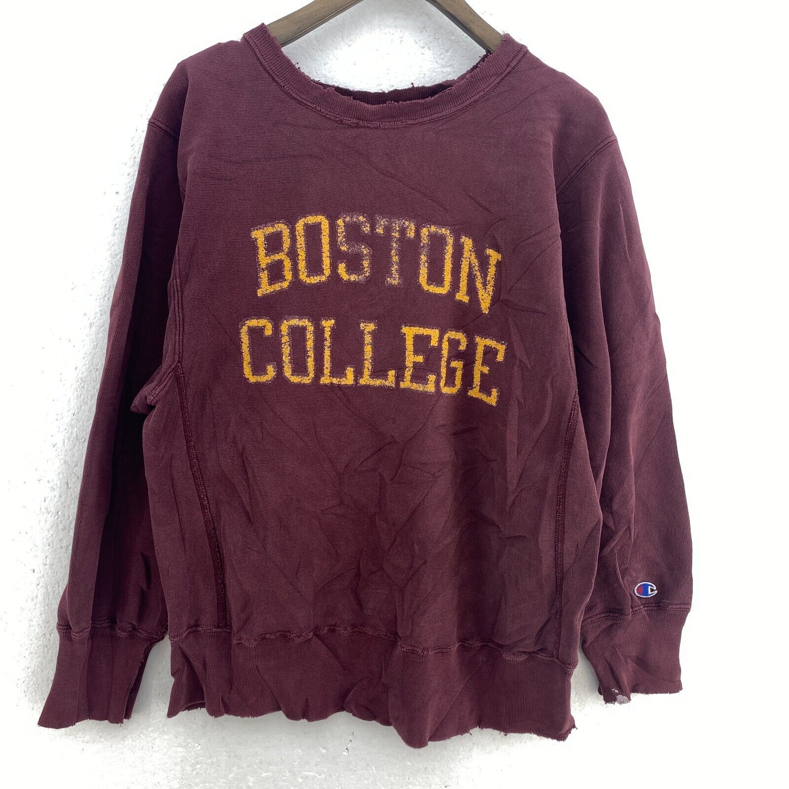 Champion Reverse Weave Boston College Spell Out Burgundy Red Sweatshirt Size M