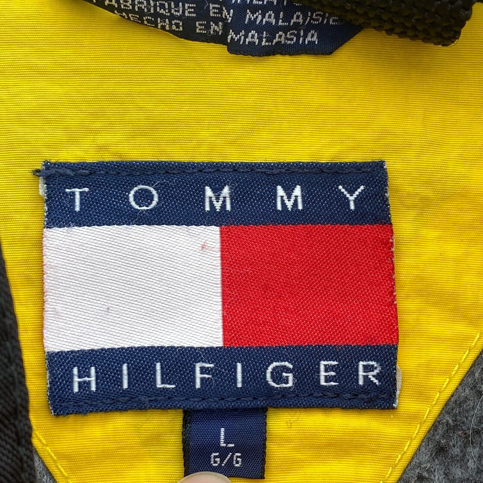 Tommy Hilfiger Full Zip Insulated Vintage Yellow Insulated Jacket Size L Hooded