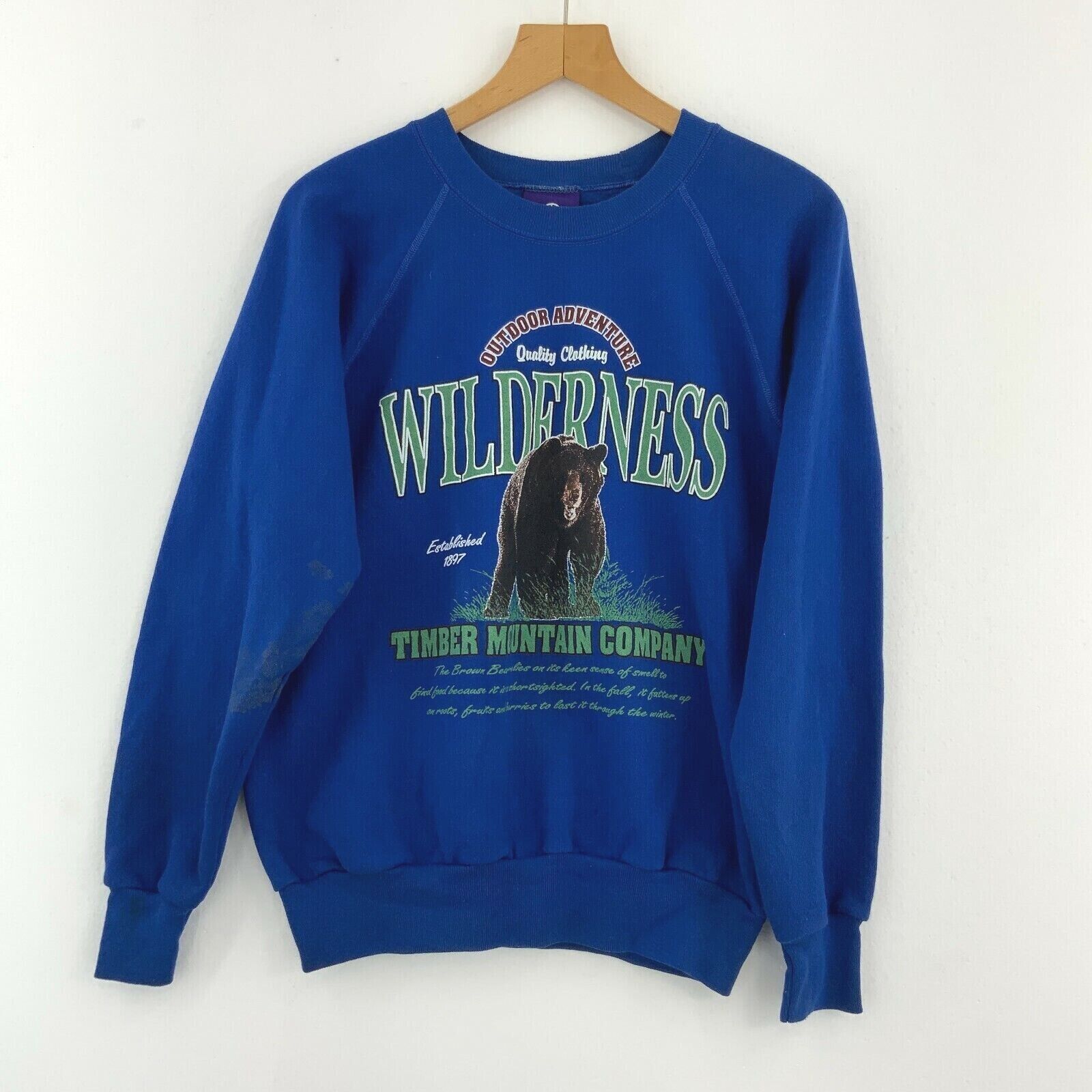 Wilderness Bear Timber Mountain Company Blue Sweatshirt Size L