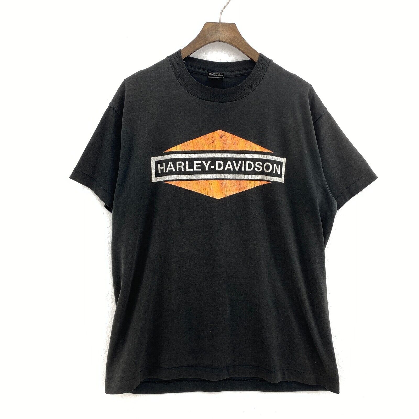 Harley Davidson Motorcycles Logo Black T-shirt Size L Single Stitch