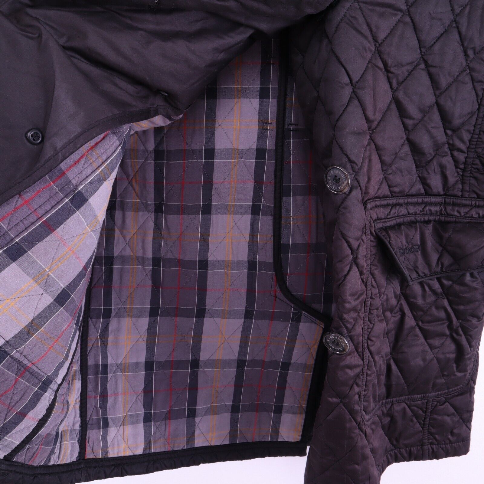 Barbour Valerie Trench Quilt Black Jacket Size 8