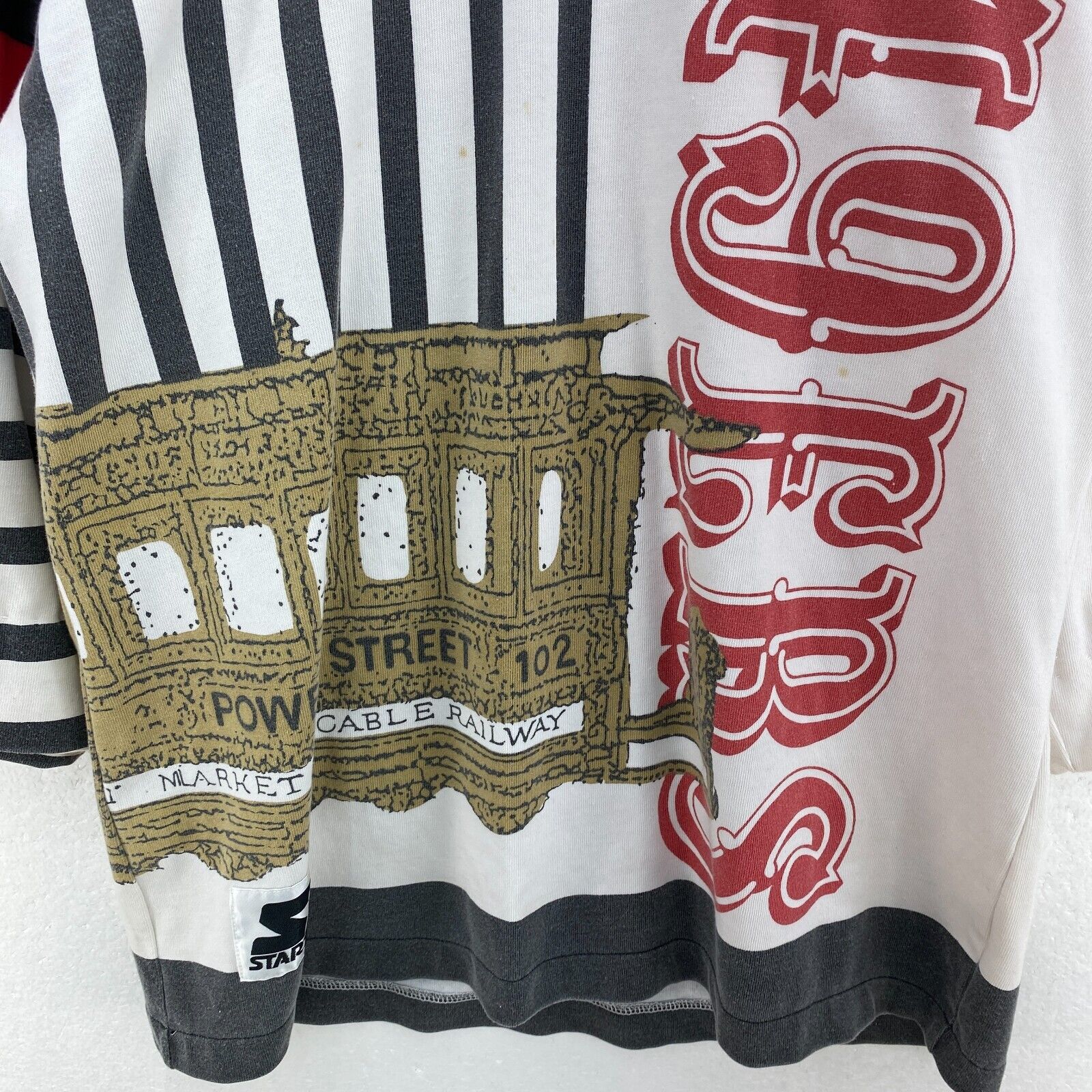 Vintage Starter San Francisco V-Neck Red White Jersey Size M