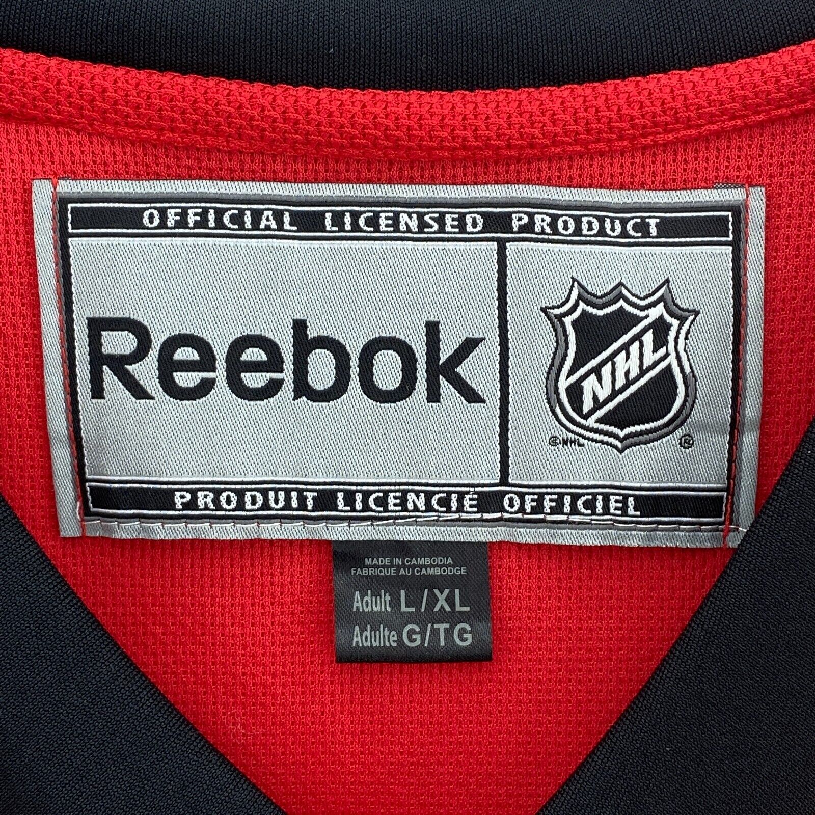 Vintage Reebok Calgary Flames NHL Ice Hockey Red Jersey V-Neck Size L