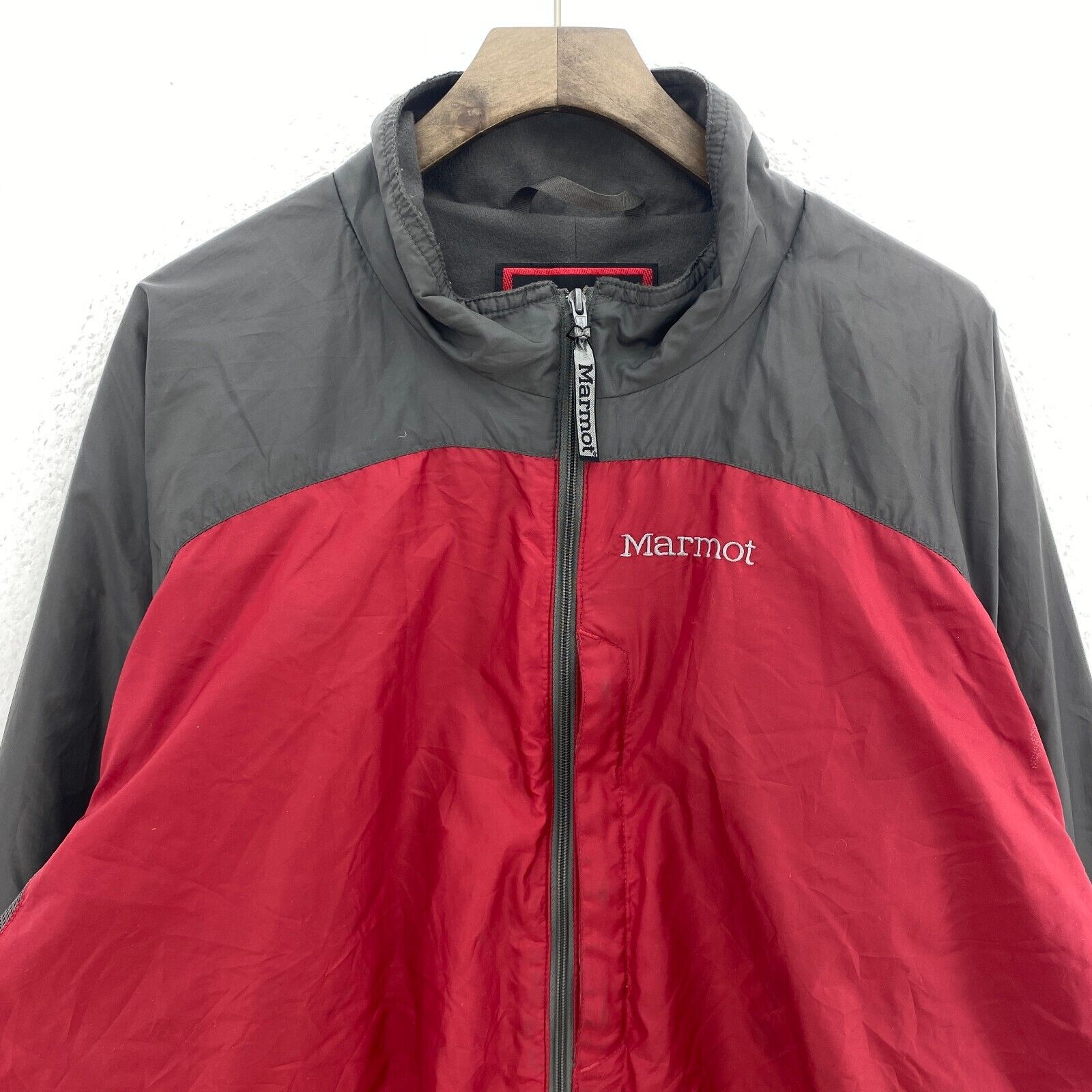 Vintage Marmot Full Zip Red Gray Lightweight Jacket Size L Windbreaker