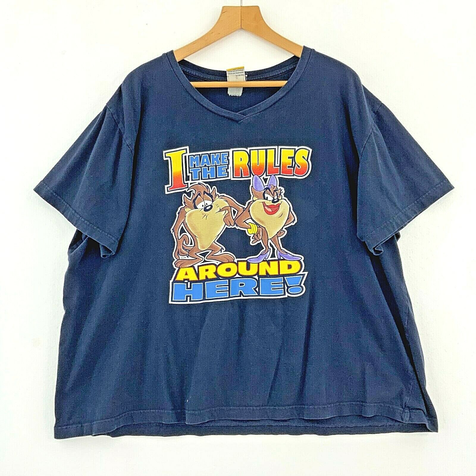 Looney Tunes Taz I Make The Rule Around Here Dark Blue T-shirt Size 2XL