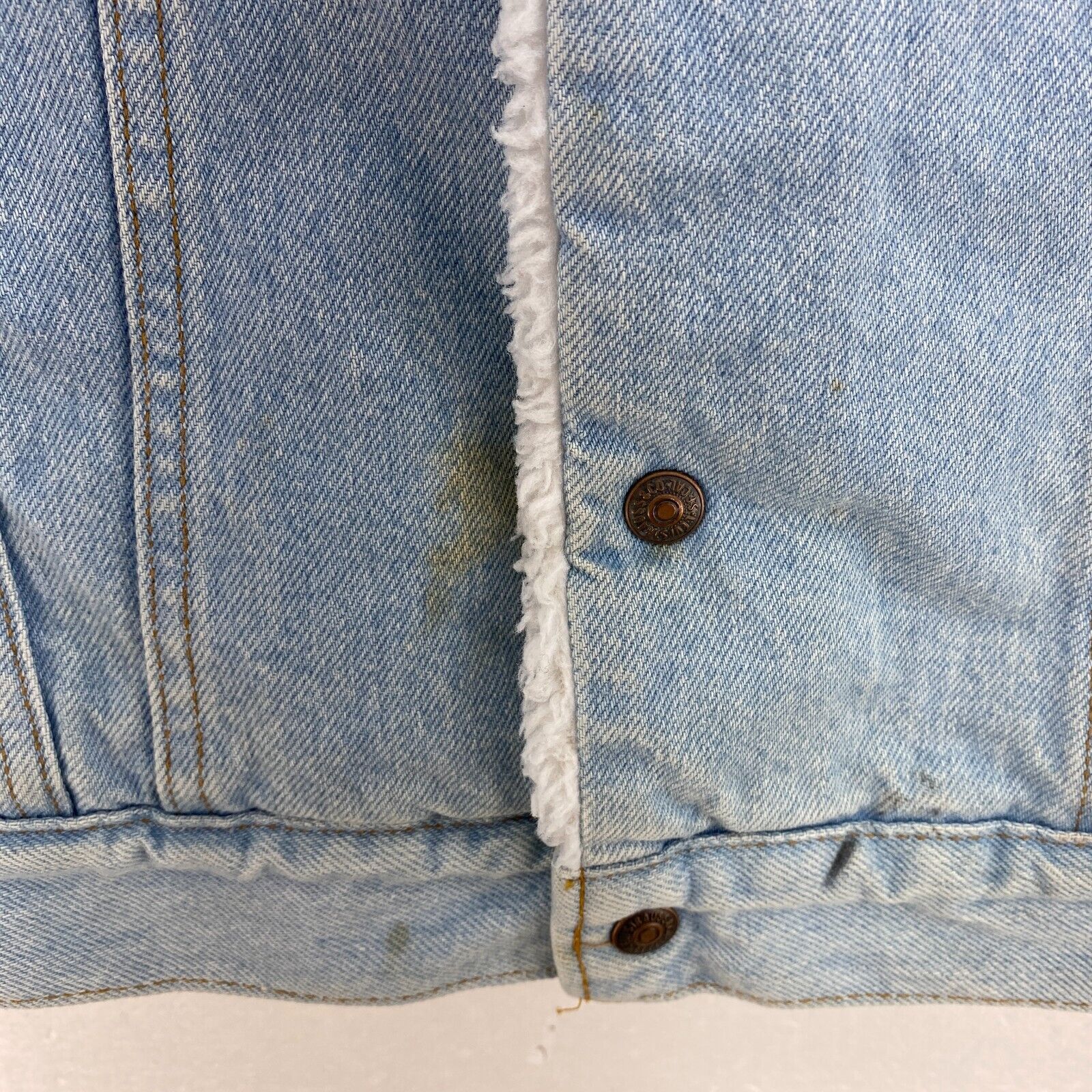 Levi's Sherpa Denim Vest Jacket Blue Light Wash Size M USA