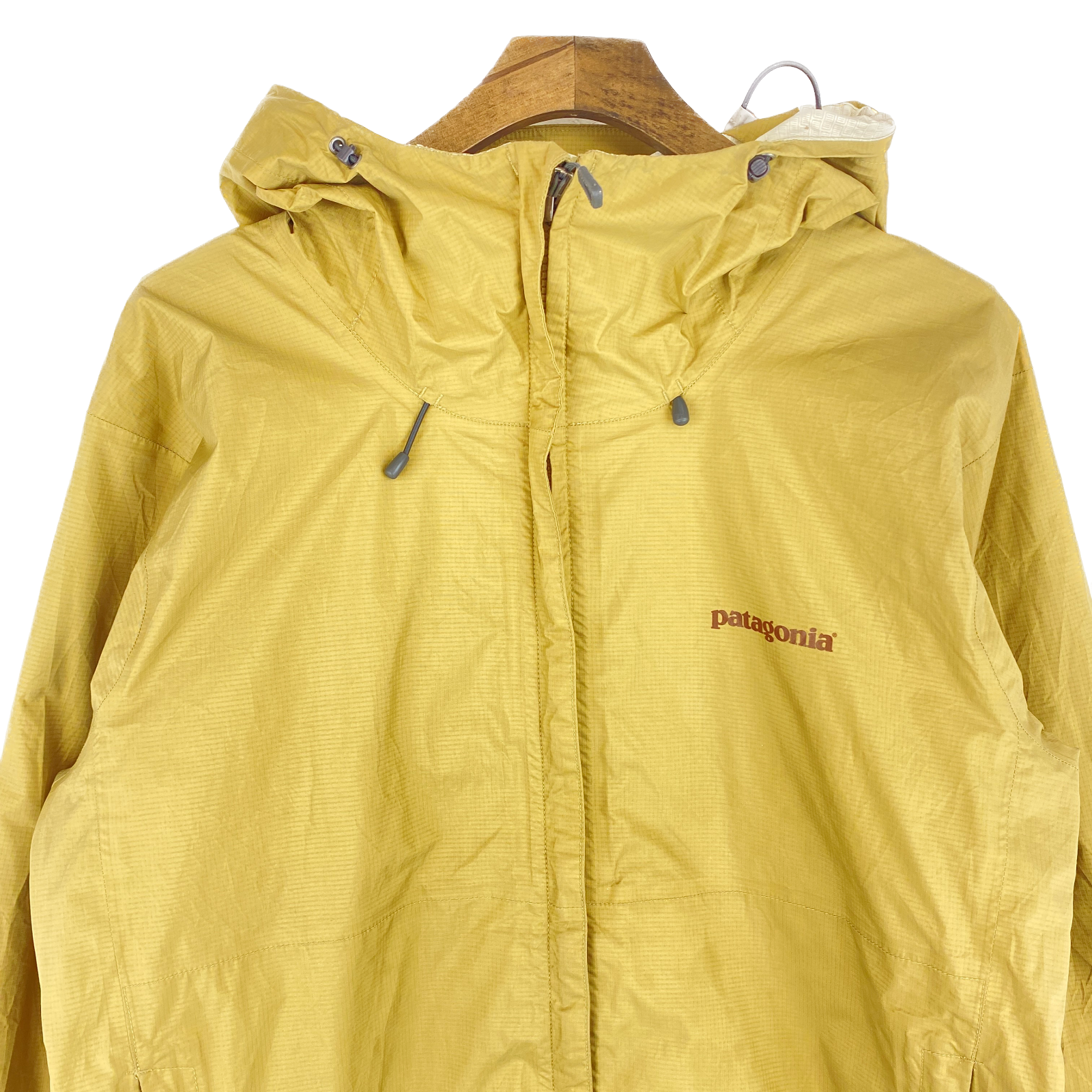 Vintage Patagonia Full Zip Beige Hooded Rain Coat Jacket Size L