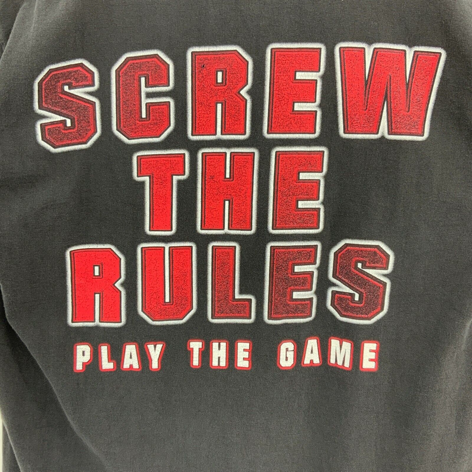 2002 Screw The Rules Cross Logo Play The Game Black T-shirt Size M WWE