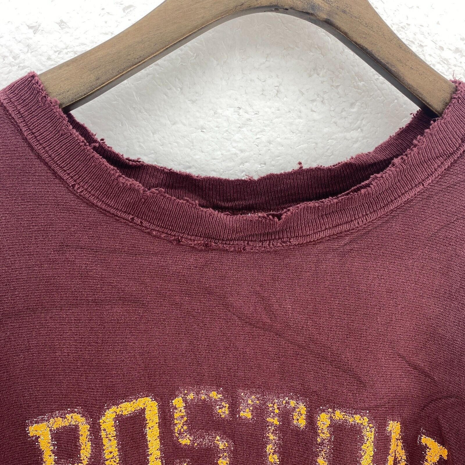 Champion Reverse Weave Boston College Spell Out Burgundy Red Sweatshirt Size M