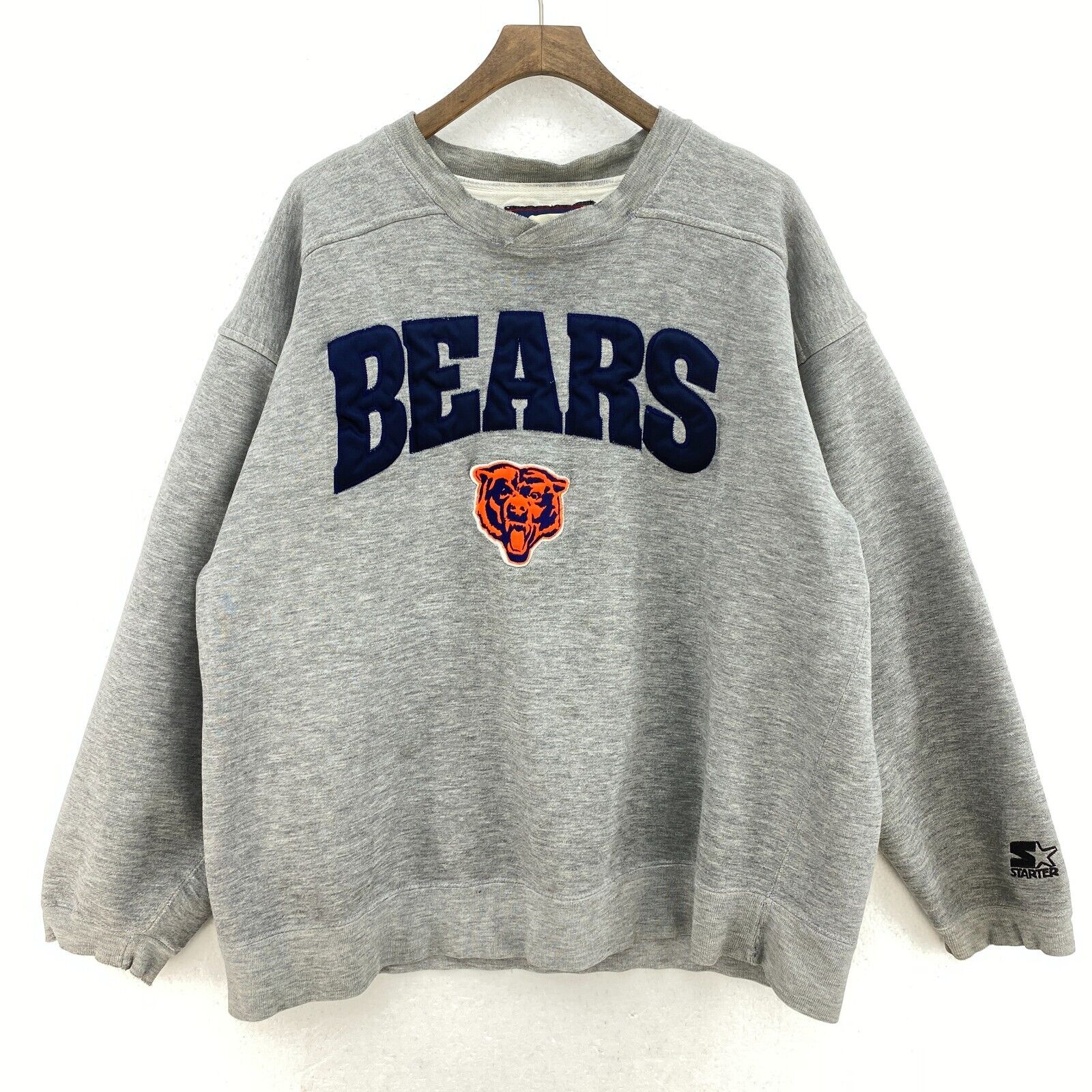 Starter Chicago Bears Logo Sweatshirt Size L Crewneck NFL Gray