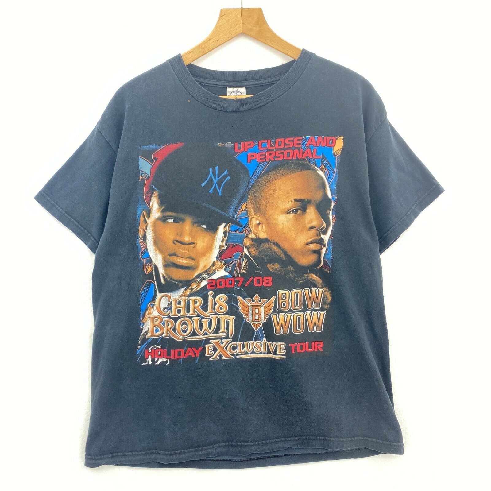 Chris Brown Bow Wow Up Close & Personal Tour 2007 Black T-shirt Size L Rappers