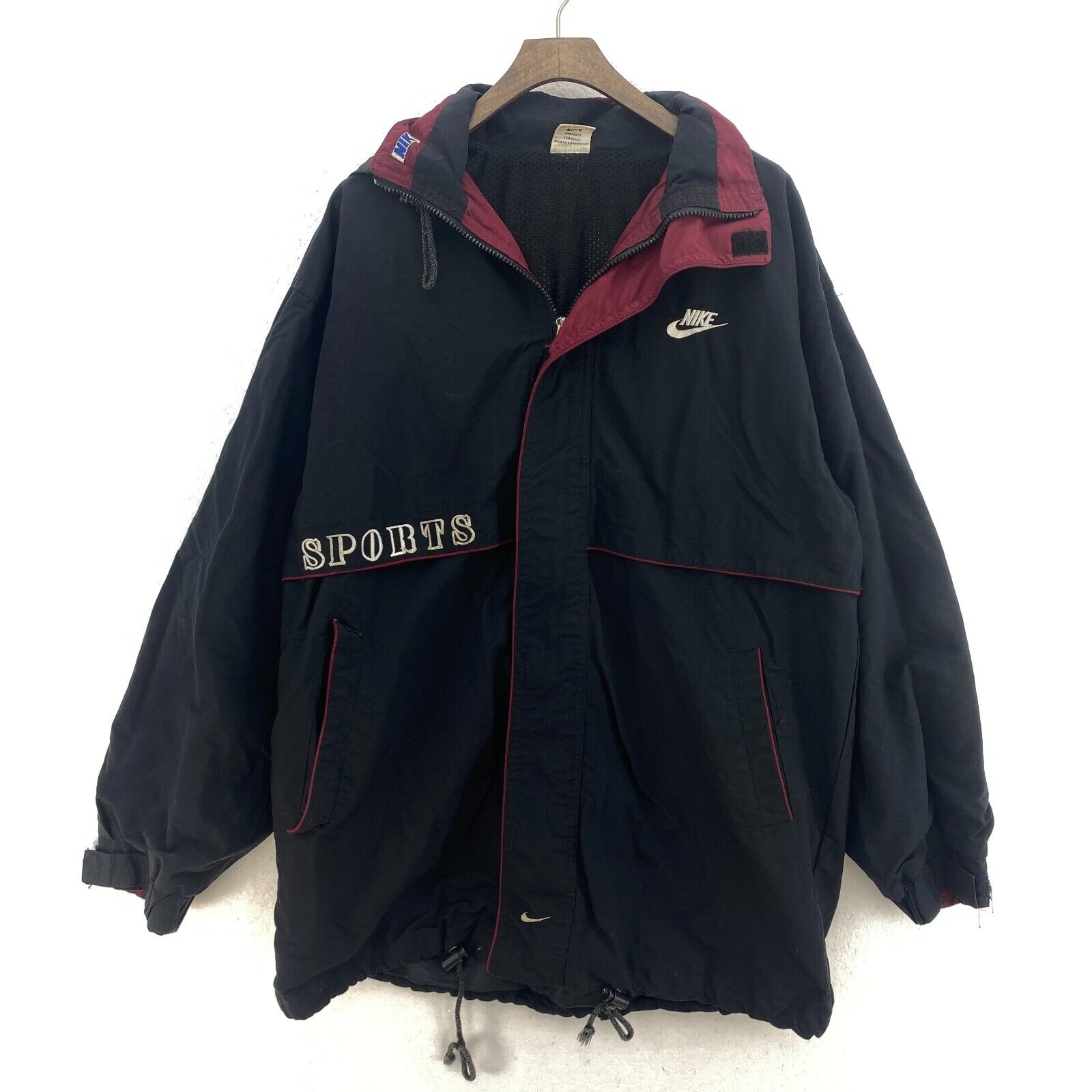 Nike Swoosh Logo Light Hooded Jacket Size L Black Full Zip Up
