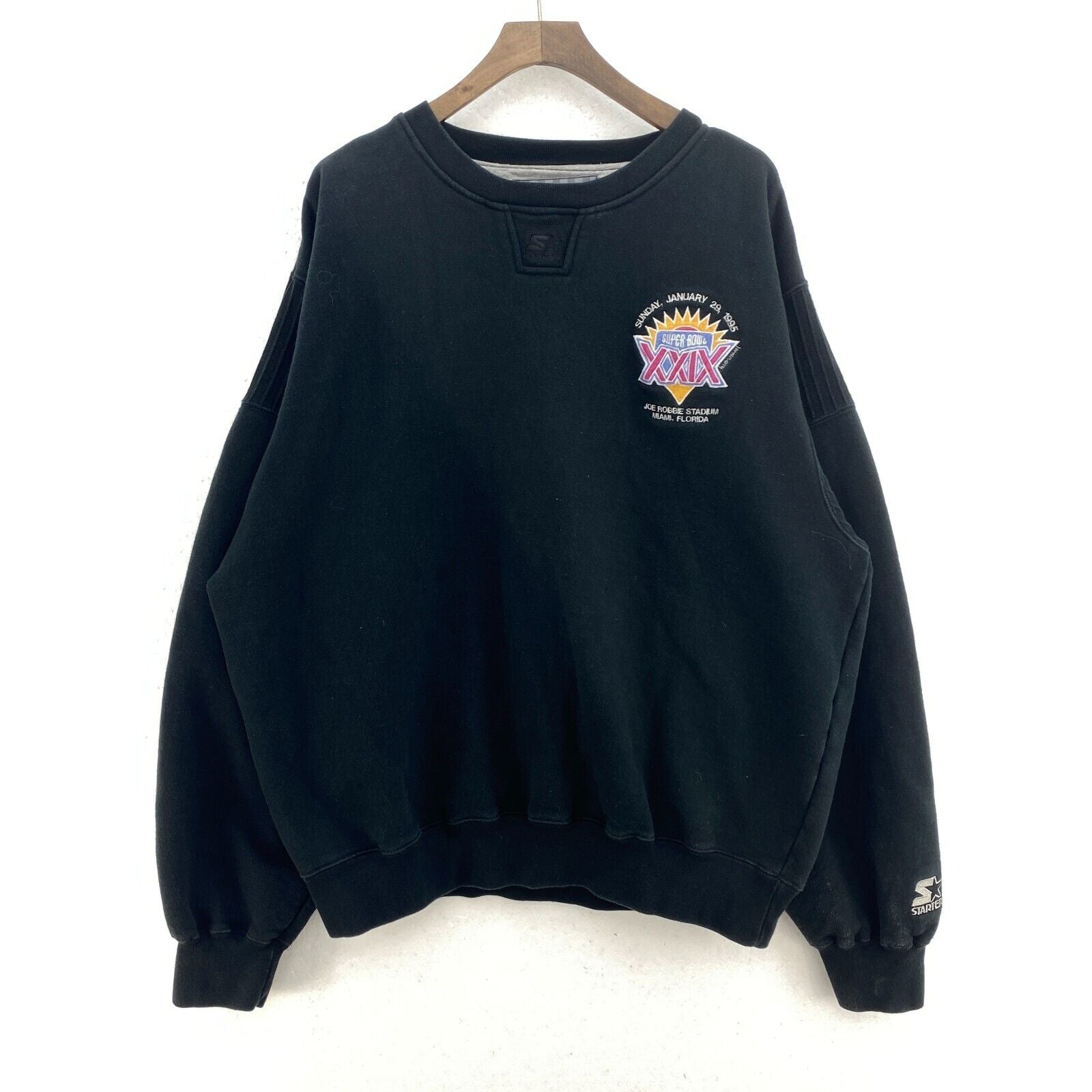 Starter Super Bowl XXIX Joe Robbie Stadium Black Crewneck Sweatshirt Size L