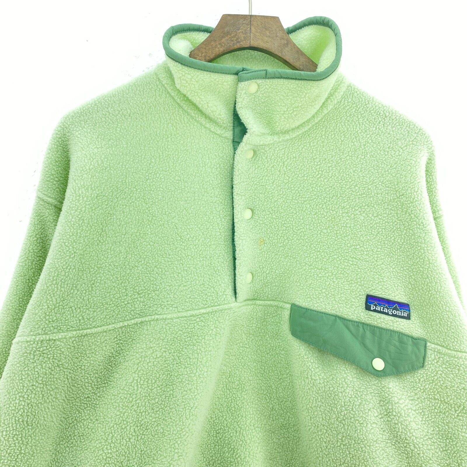 The North Face Zip Pockets Fleece Snap T Jacket Size M Green