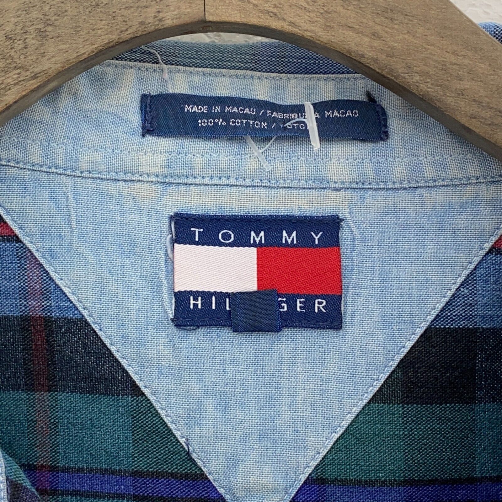 Vintage Tommy Hilfiger Button Up Single Pocket Checked Shirt Size XL