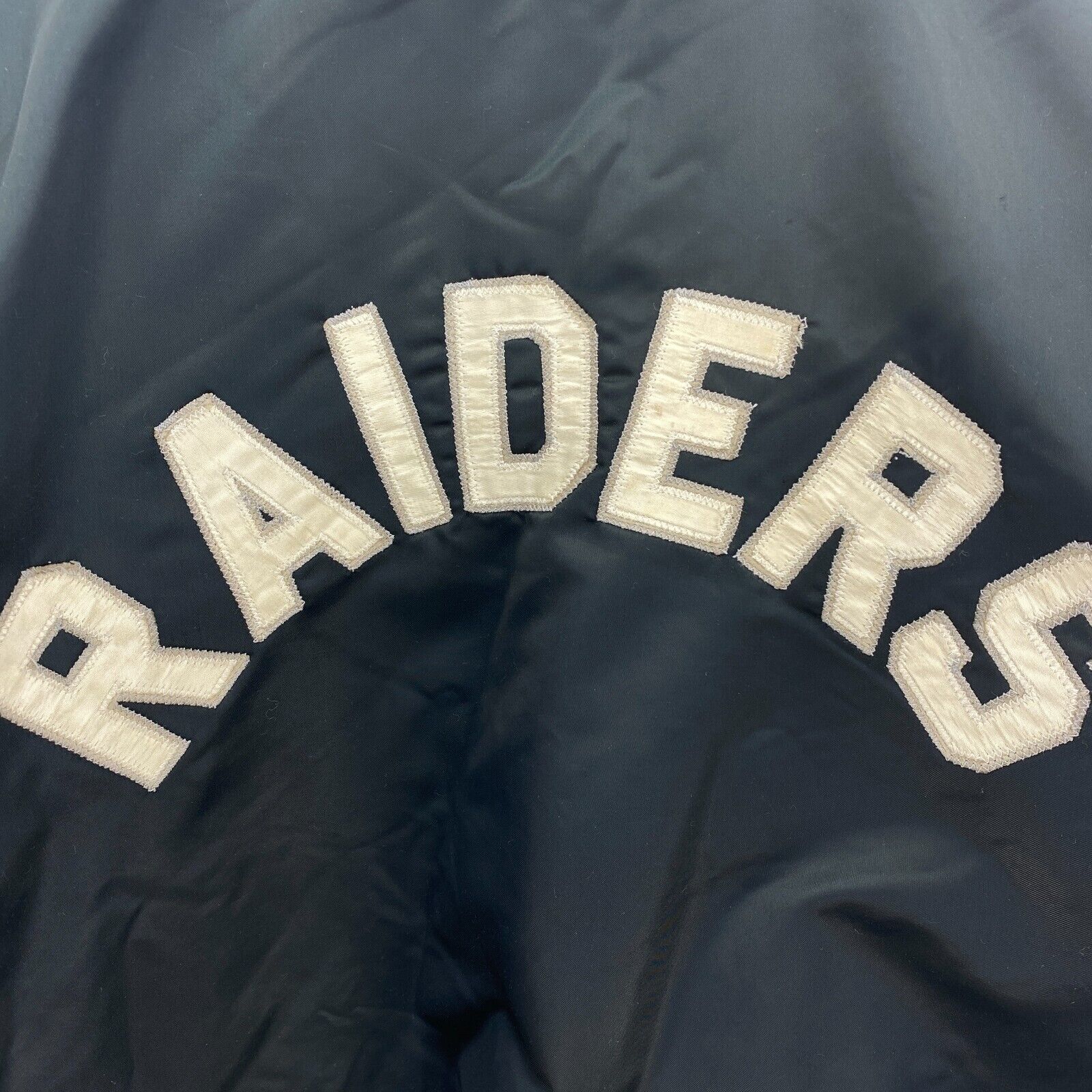 Las Vegas Raiders Varsity Black Bomber Snapped Jacket Size 2XL