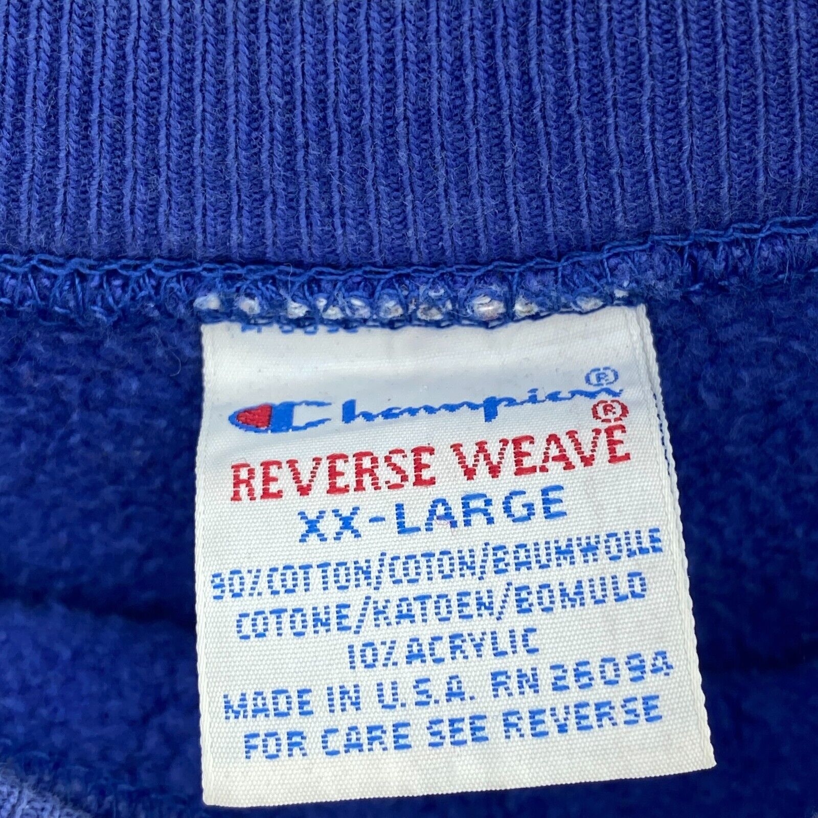 Champion Reverse Wave Embroidered Logo Blue Sweatshirt Size XXL Crewneck