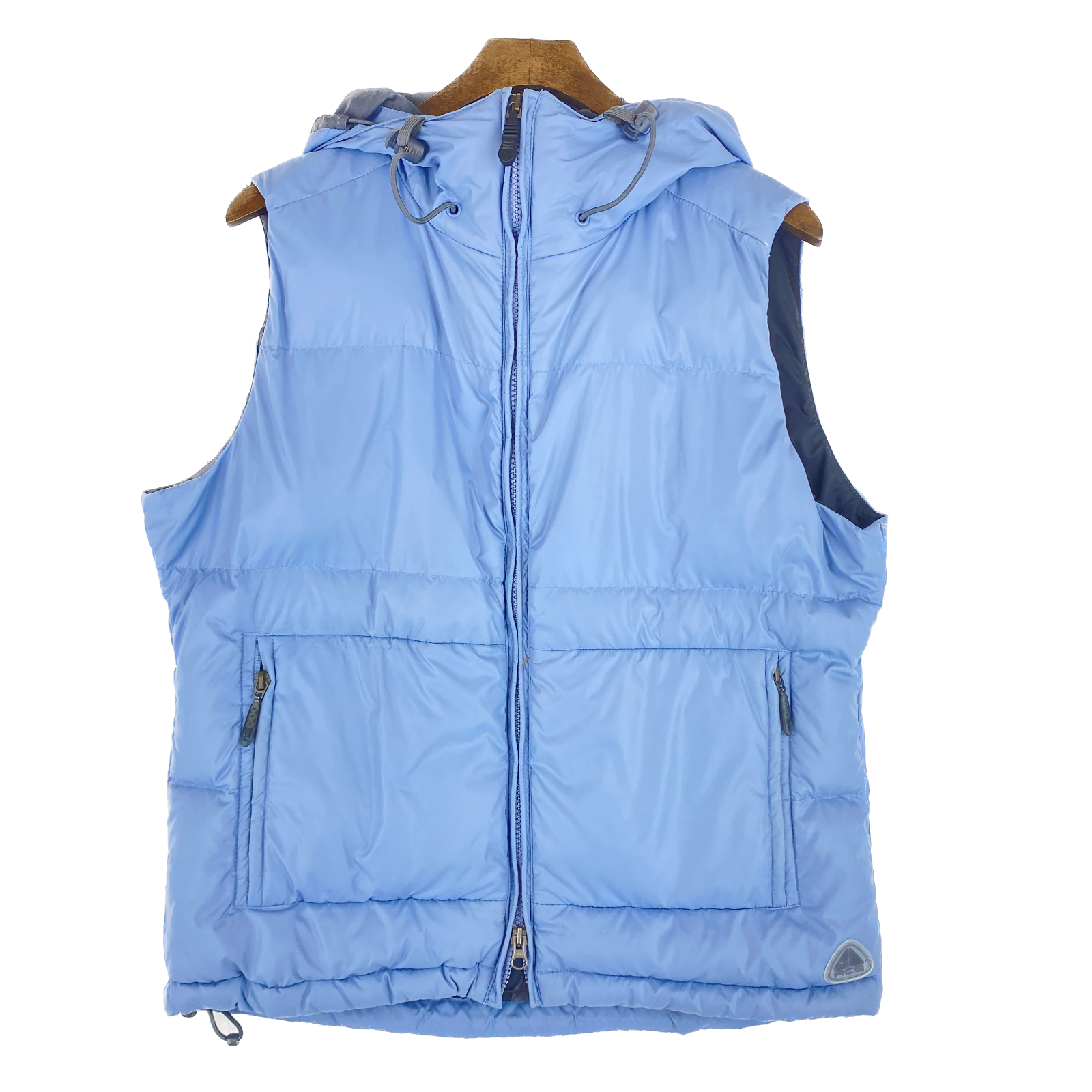 Vintage Nike ACG Full Zip Blue Puffer Vest Hooded Jacket Size M