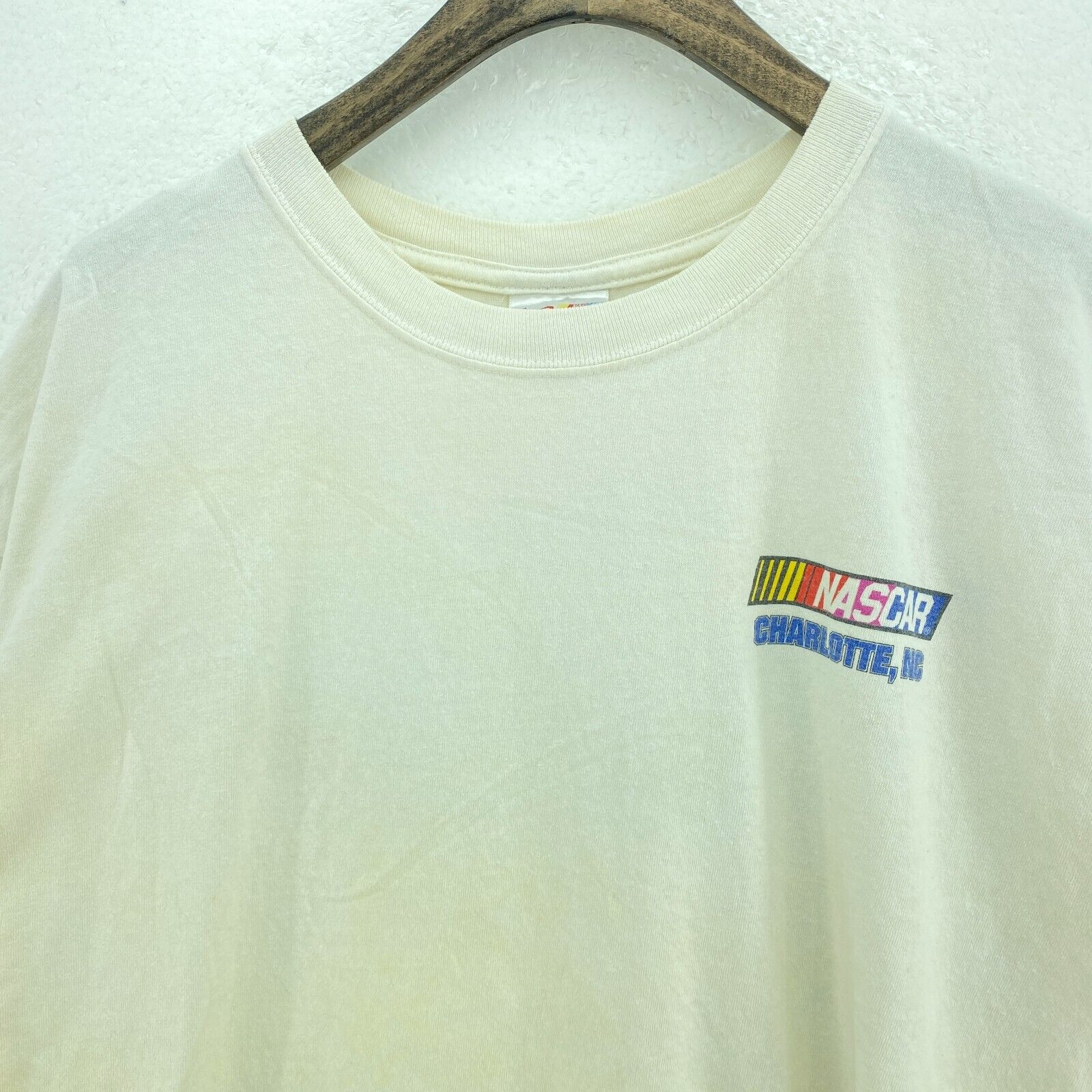 Vintage Chase Nascar Charlotte Logo Racing White T-shirt Size XL Tee