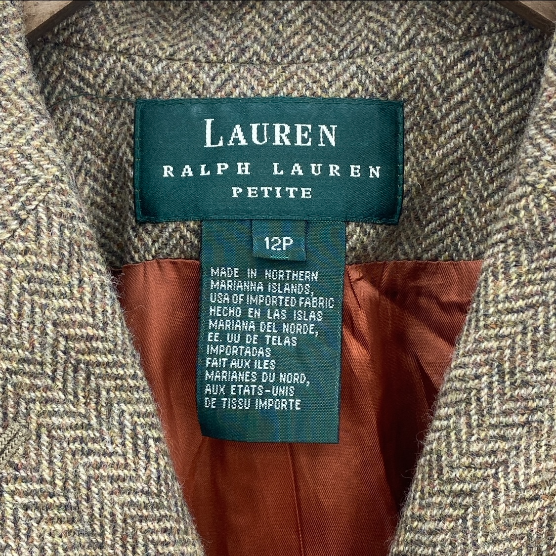 Vintage Ralph Lauren Coat Blazer Size 12 Green Women's