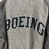 Vintage Boeing Varsity Bomber Jacket Patched Gray Zip Up Size XL