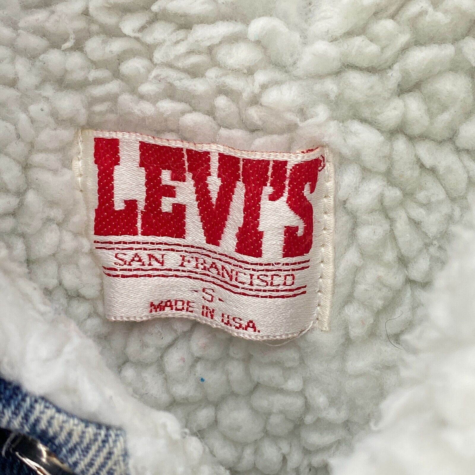Vintage Levi Strauss Sherpa Acid Wash Trucker Denim Jacket Size S
