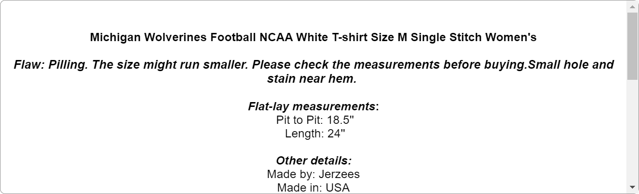 Michigan Wolverines Football NCAA White T-shirt Size M Single Stitch Women's
