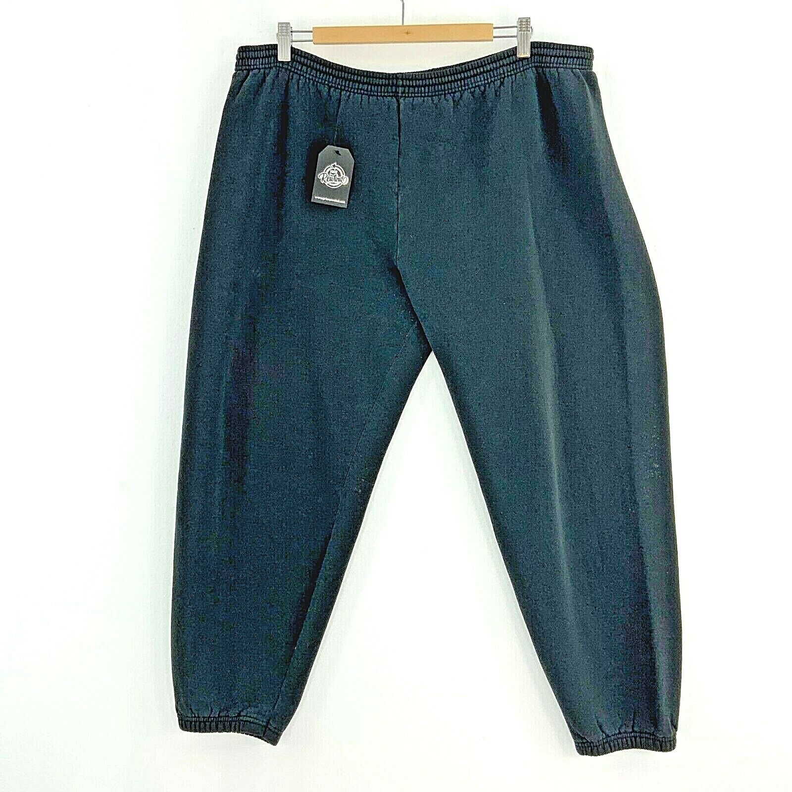 Fruit Of The Loom Plain Black Sweatpant Activewear Fleece Lined Size XL 90s