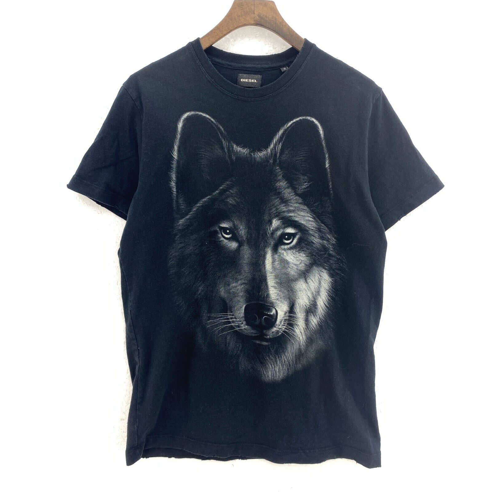 Diesel Wolf Animal Wildlife Print Black T-shirt Size S