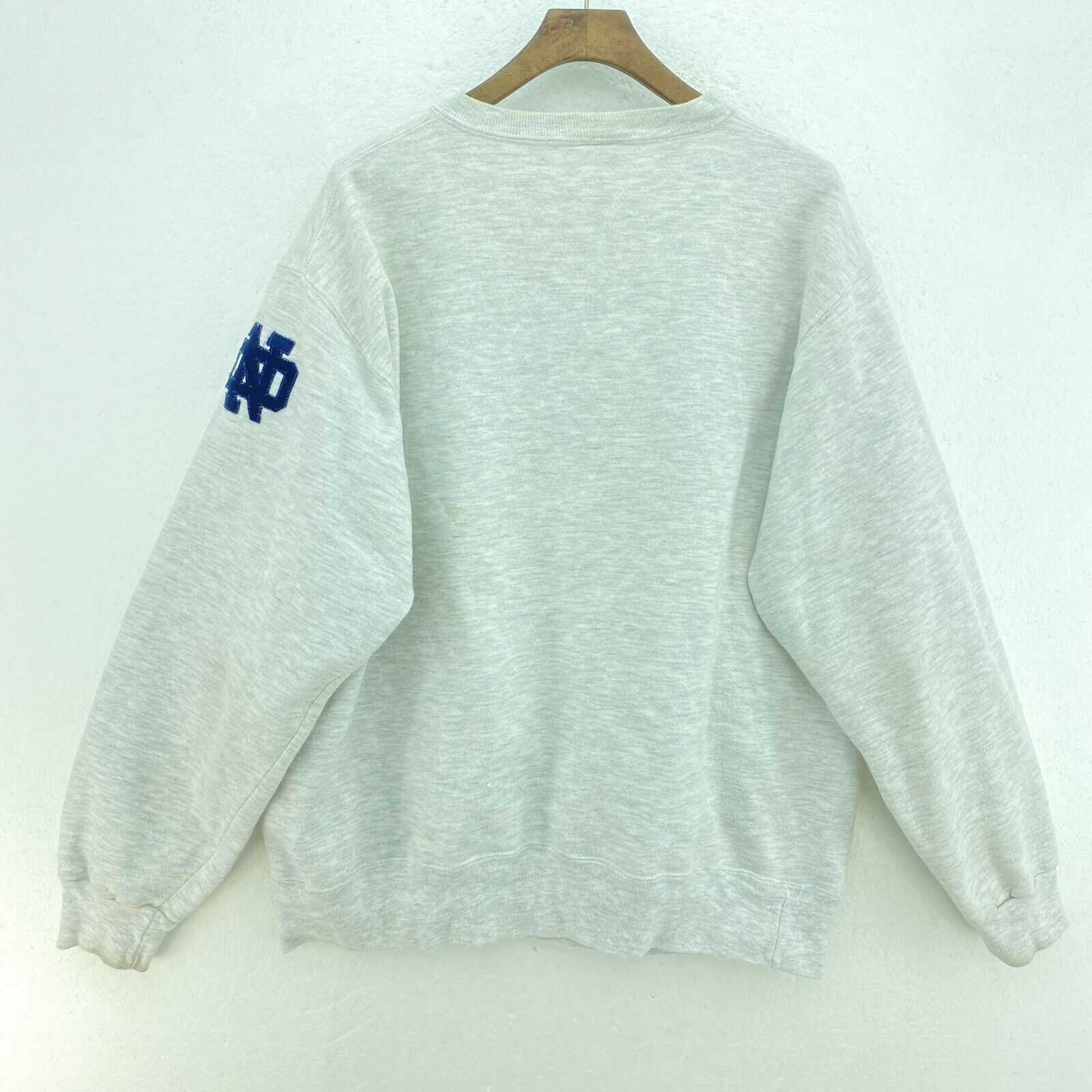 VTG Notre Dame Spell Out Fighting Irish Champion NCAA Gray Sweatshirt Size XXL