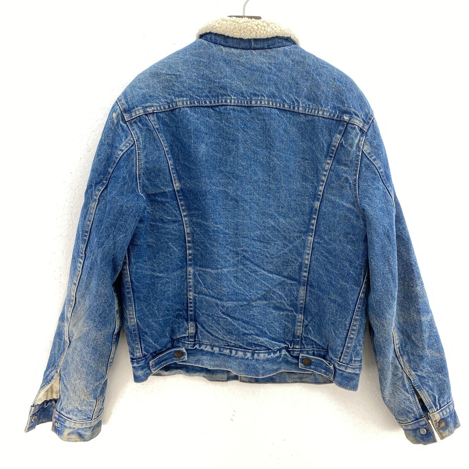 Levi's Sherpa Denim Jacket Size 42 Blue Medium Wash Snap Up
