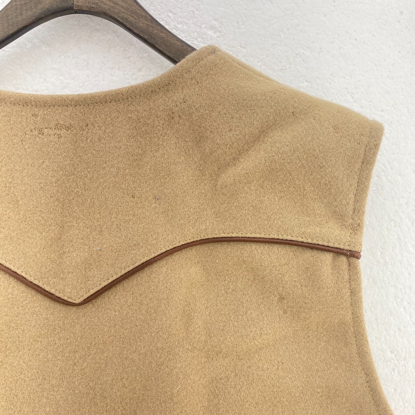 Vintage Wool Beige Snapped Vest Jacket Size L