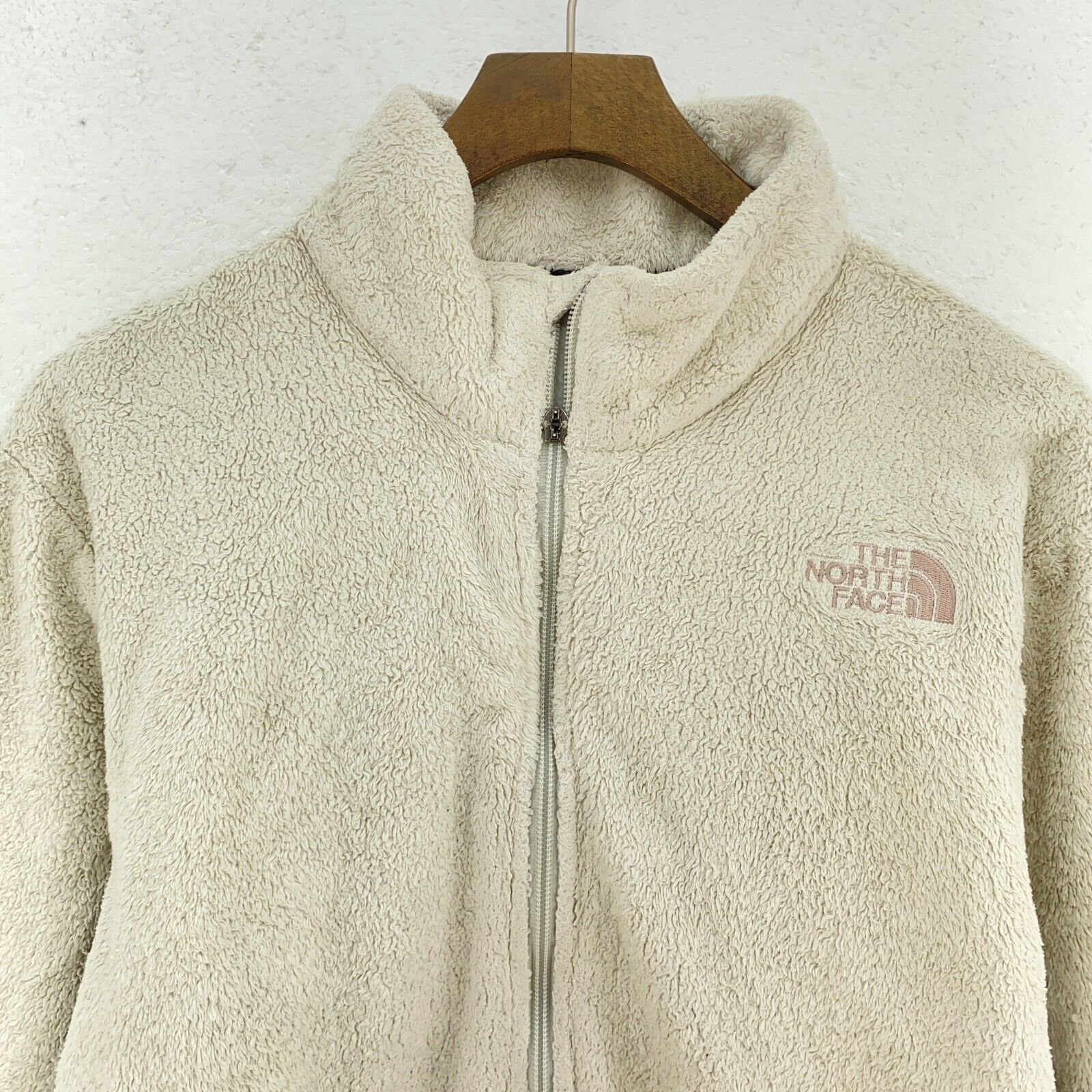 The North Face Full Zip Logo Fleece Jacket Size M Ivory Women's