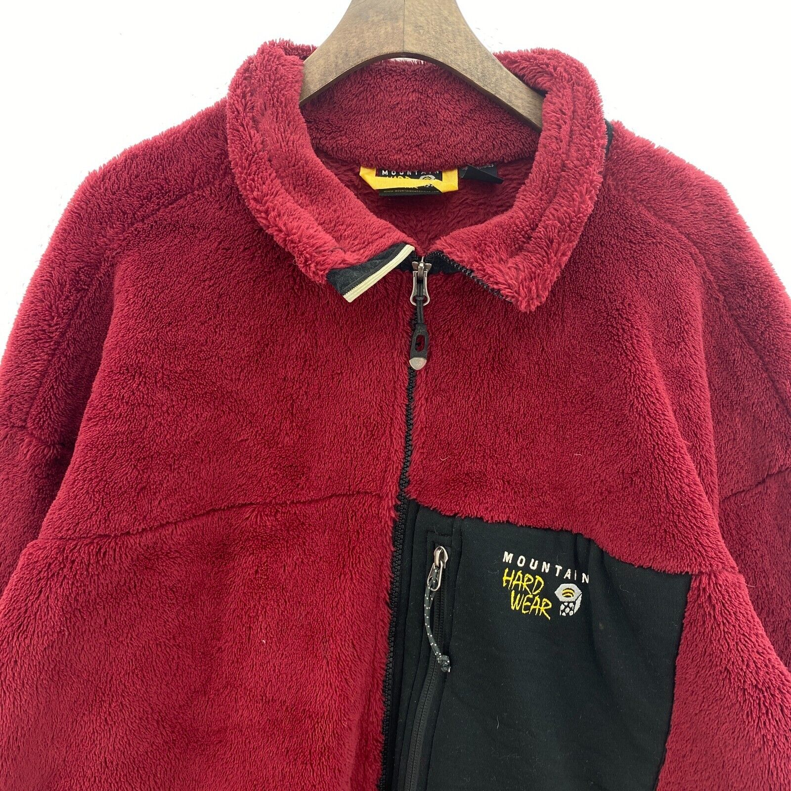 Vintage Mountain Hard Wear Red Fleece Deep Pile Burgundy Full Zip